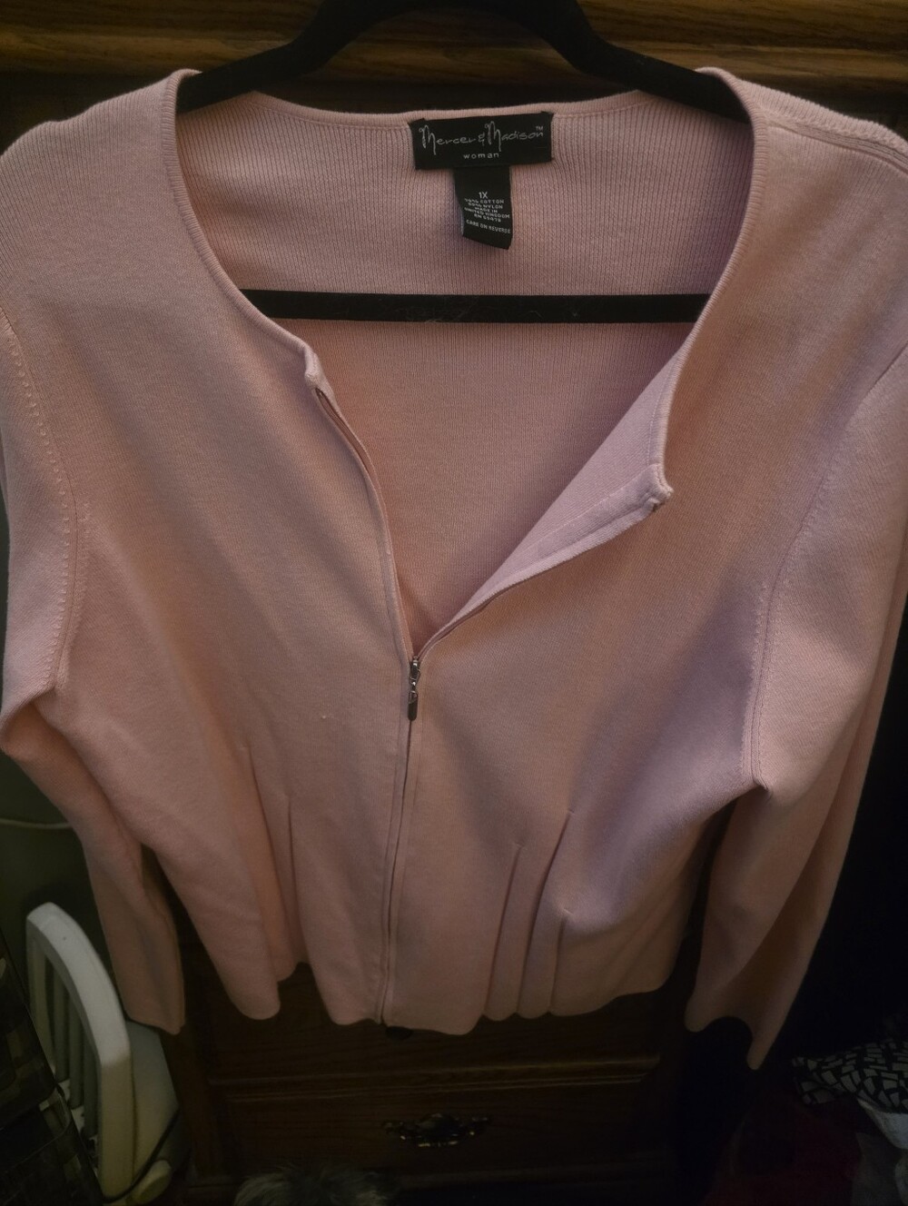 Mercer & Madison Pink Zip-Front Cardigan Sweater